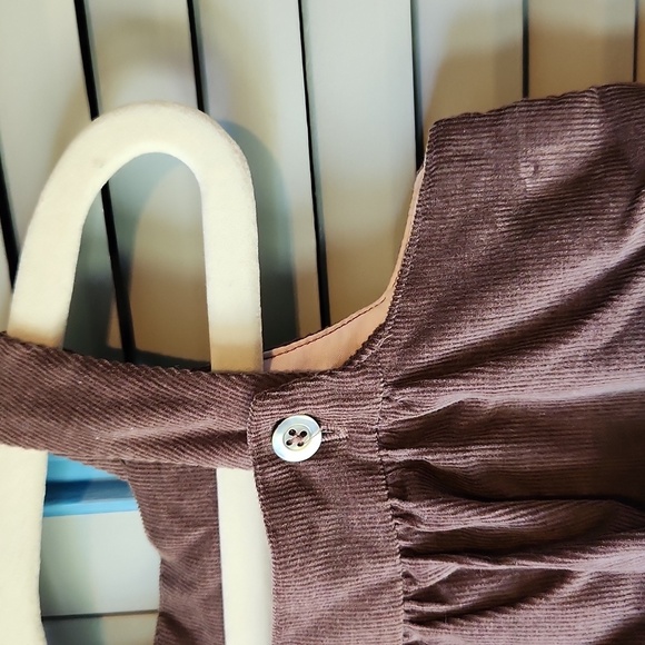 Jacadi Paris Dark Brown Jumpsuit with Pink Floral Embroidery - Picture 5 of 11